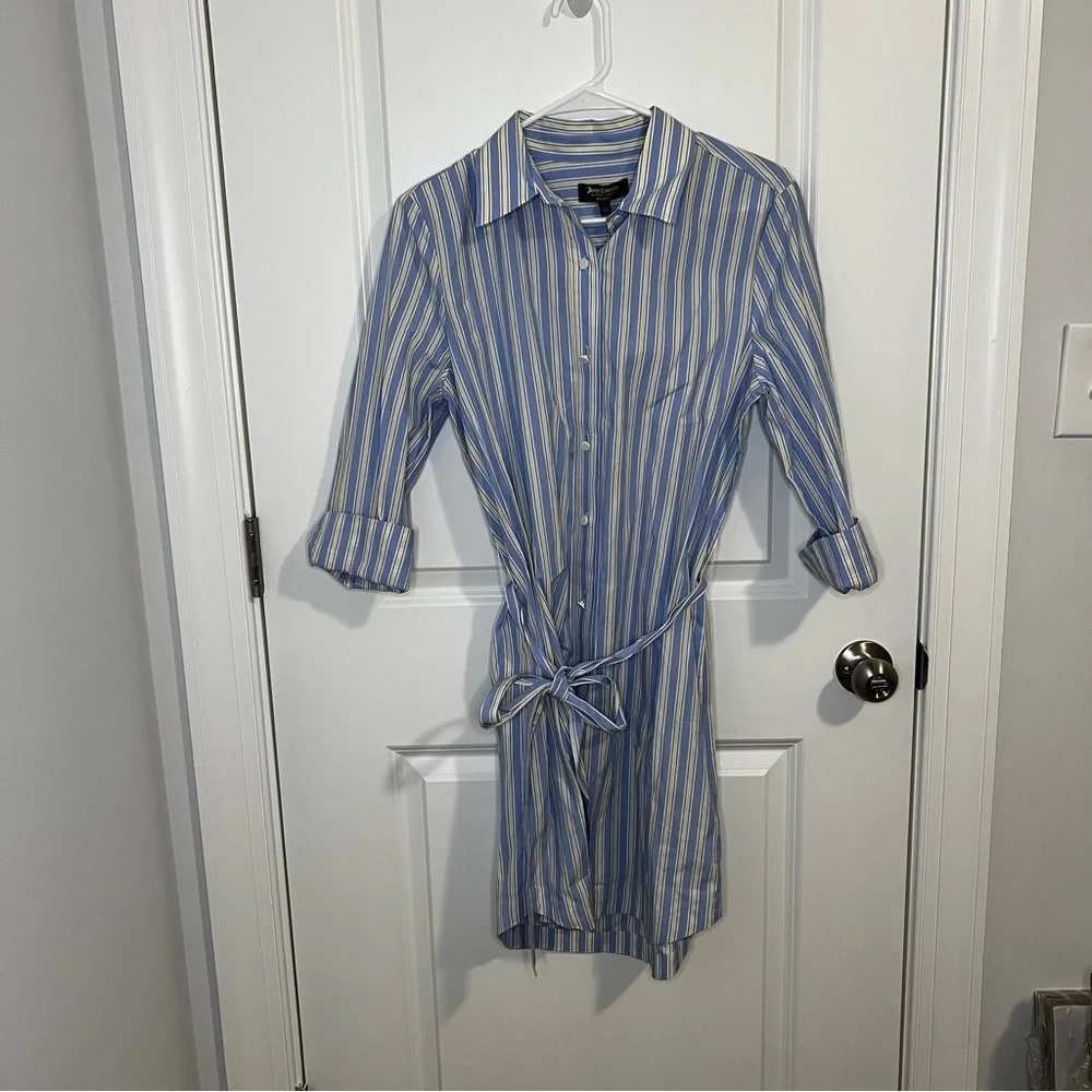 Juicy Couture Black Label Dress Size‎ Small Blue Yellow White Stripe Cotton